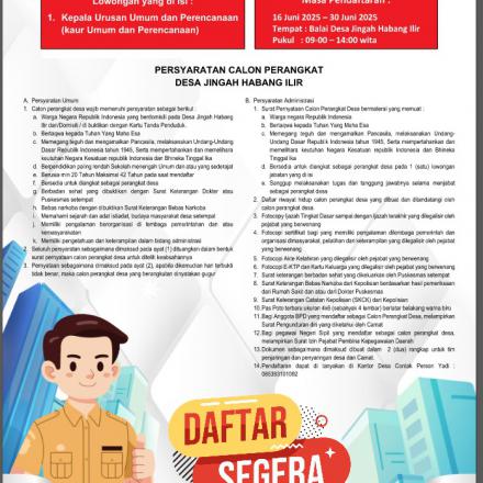 Media Informasi Desa  : Penjaringan dan Penyaringan Calon Perangkat Desa Jingah Habang Ilir 2025